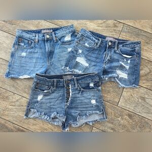 Just USA Distressed Blue Jean Shorts Trio